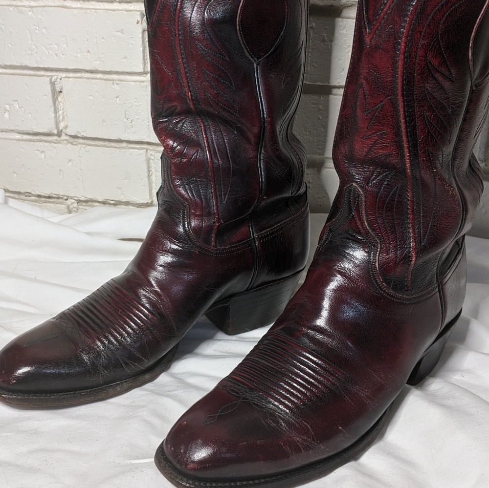 Classic Black Cherry Lucchese Boots